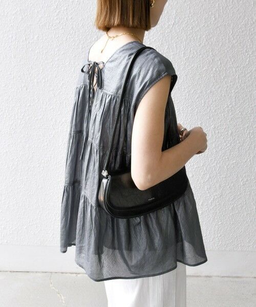 SHIPS / シップス シャツ・ブラウス | SHIPS any:〈手洗い可能〉箔 ティアード レースアップ フレンチスリーブ ブラウス | 詳細21