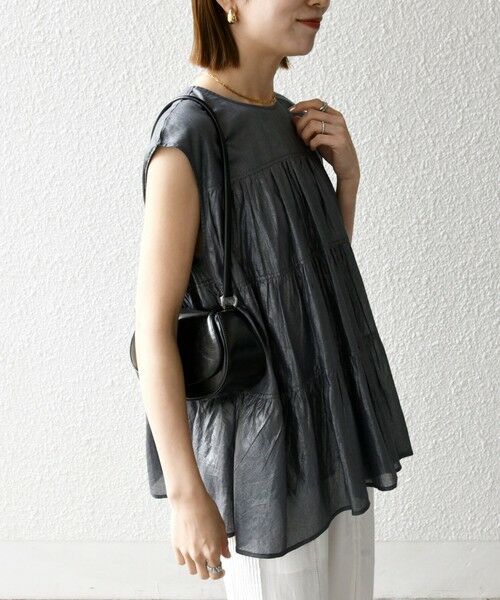 SHIPS / シップス シャツ・ブラウス | SHIPS any:〈手洗い可能〉箔 ティアード レースアップ フレンチスリーブ ブラウス | 詳細22