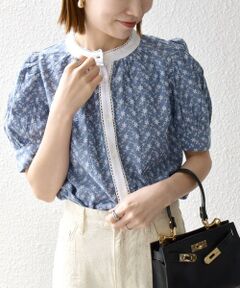 SHIPS / シップス シャツ・ブラウス | SHIPS any: エンブロイダリー シャンブレー スタンドカラー パフ ブラウス