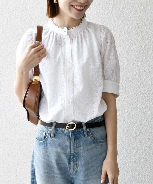 SHIPS / シップス シャツ・ブラウス | SHIPS any: エンブロイダリー シャンブレー スタンドカラー パフ ブラウス | 詳細10