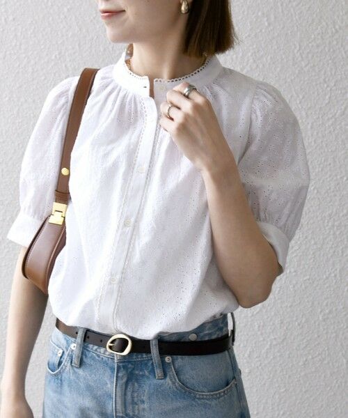 SHIPS / シップス シャツ・ブラウス | SHIPS any: エンブロイダリー シャンブレー スタンドカラー パフ ブラウス | 詳細3