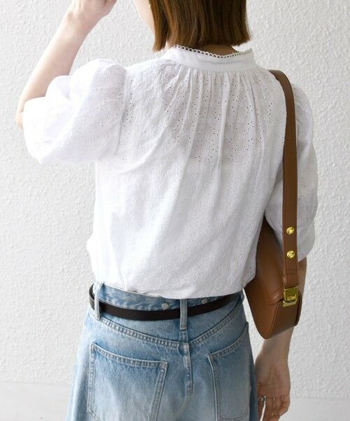 SHIPS / シップス シャツ・ブラウス | SHIPS any: エンブロイダリー シャンブレー スタンドカラー パフ ブラウス | 詳細4