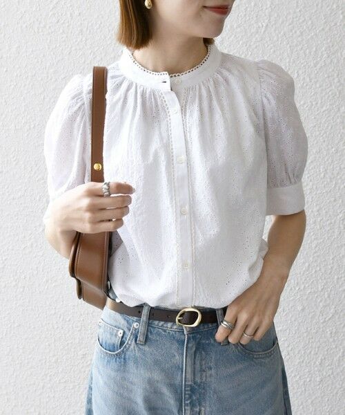 SHIPS / シップス シャツ・ブラウス | SHIPS any: エンブロイダリー シャンブレー スタンドカラー パフ ブラウス | 詳細8