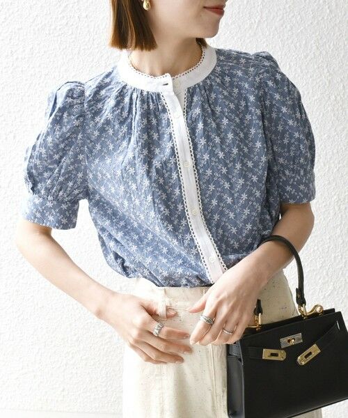 SHIPS / シップス シャツ・ブラウス | SHIPS any: エンブロイダリー シャンブレー スタンドカラー パフ ブラウス | 詳細14