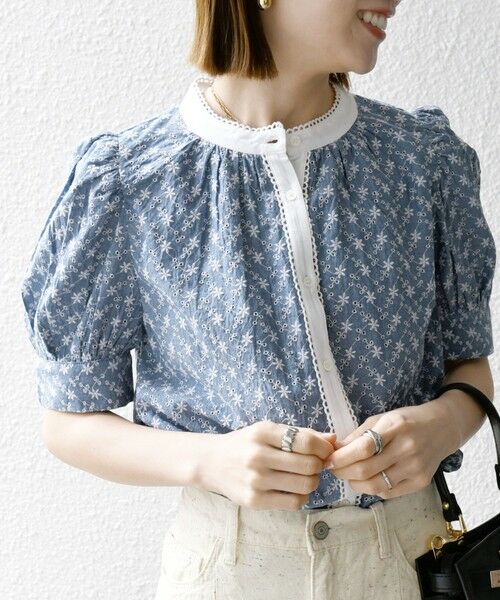 SHIPS / シップス シャツ・ブラウス | SHIPS any: エンブロイダリー シャンブレー スタンドカラー パフ ブラウス | 詳細19