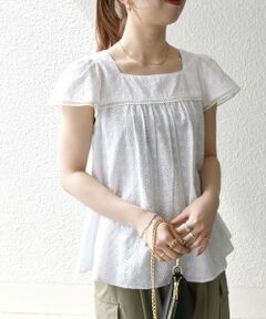 SHIPS / シップス シャツ・ブラウス | SHIPS any:〈洗濯機可能〉エンブロイダリー シャンブレー フレア ギャザー ブラウス