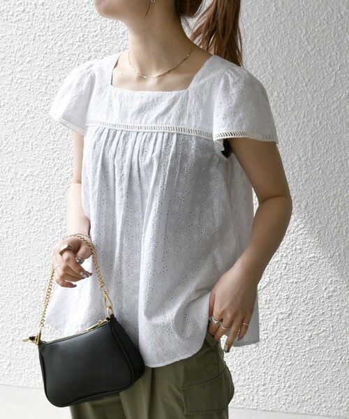 SHIPS / シップス シャツ・ブラウス | SHIPS any:〈洗濯機可能〉エンブロイダリー シャンブレー フレア ギャザー ブラウス | 詳細3