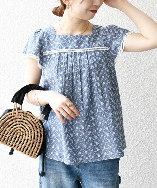 SHIPS / シップス シャツ・ブラウス | SHIPS any:〈洗濯機可能〉エンブロイダリー シャンブレー フレア ギャザー ブラウス | 詳細18