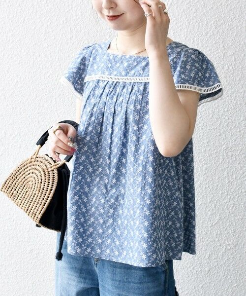 SHIPS / シップス シャツ・ブラウス | SHIPS any:〈洗濯機可能〉エンブロイダリー シャンブレー フレア ギャザー ブラウス | 詳細19