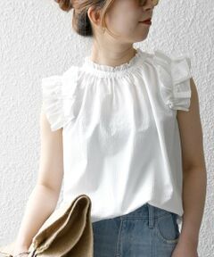 SHIPS / シップス シャツ・ブラウス | SHIPS any:〈洗濯機可能〉ミニサッカー フリル スタンドカラー シャツ ブラウス