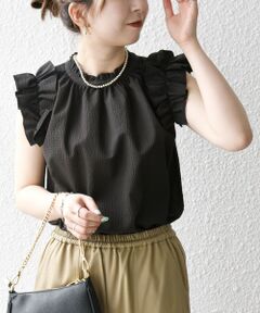 SHIPS / シップス シャツ・ブラウス | SHIPS any:〈洗濯機可能〉ミニサッカー フリル スタンドカラー シャツ ブラウス