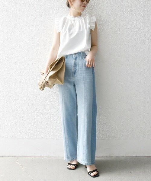 SHIPS / シップス シャツ・ブラウス | SHIPS any:〈洗濯機可能〉ミニサッカー フリル スタンドカラー シャツ ブラウス | 詳細1