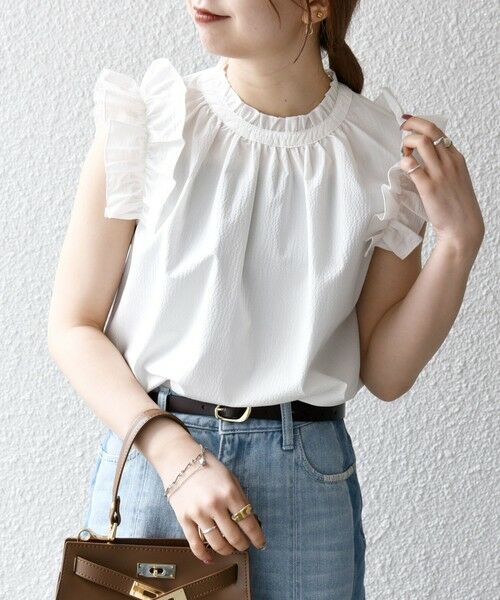 SHIPS / シップス シャツ・ブラウス | SHIPS any:〈洗濯機可能〉ミニサッカー フリル スタンドカラー シャツ ブラウス | 詳細11