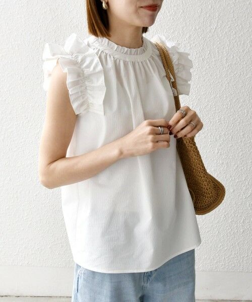 SHIPS / シップス シャツ・ブラウス | SHIPS any:〈洗濯機可能〉ミニサッカー フリル スタンドカラー シャツ ブラウス | 詳細15