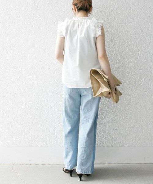 SHIPS / シップス シャツ・ブラウス | SHIPS any:〈洗濯機可能〉ミニサッカー フリル スタンドカラー シャツ ブラウス | 詳細2