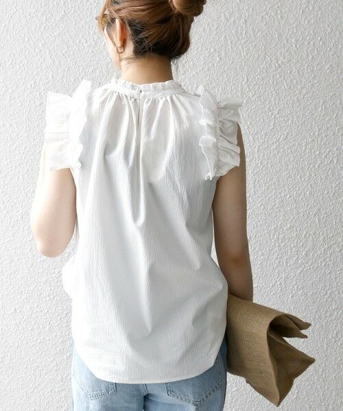 SHIPS / シップス シャツ・ブラウス | SHIPS any:〈洗濯機可能〉ミニサッカー フリル スタンドカラー シャツ ブラウス | 詳細8