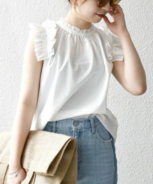 SHIPS / シップス シャツ・ブラウス | SHIPS any:〈洗濯機可能〉ミニサッカー フリル スタンドカラー シャツ ブラウス | 詳細9