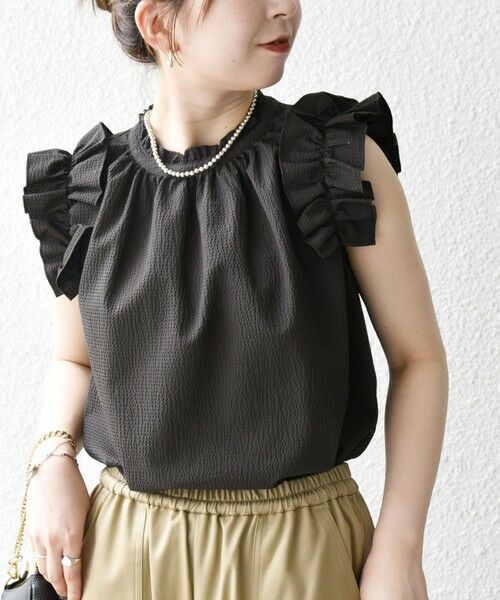 SHIPS / シップス シャツ・ブラウス | SHIPS any:〈洗濯機可能〉ミニサッカー フリル スタンドカラー シャツ ブラウス | 詳細21