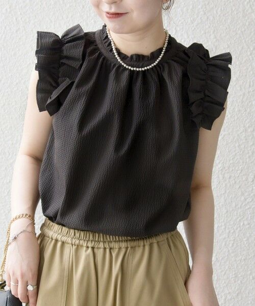 SHIPS / シップス シャツ・ブラウス | SHIPS any:〈洗濯機可能〉ミニサッカー フリル スタンドカラー シャツ ブラウス | 詳細22