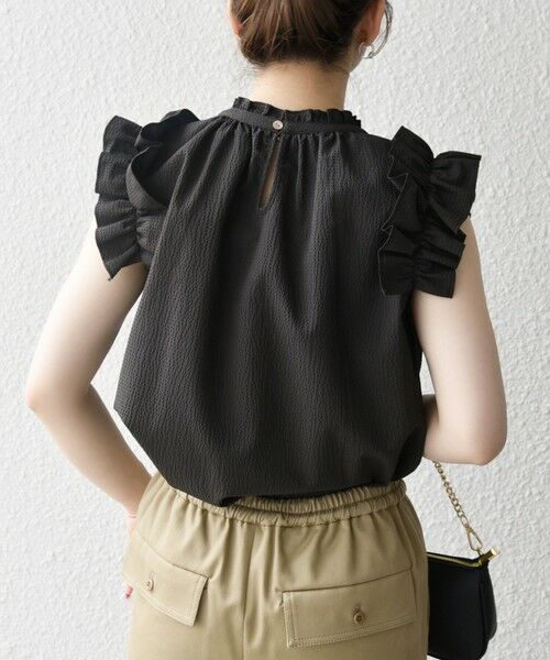 SHIPS / シップス シャツ・ブラウス | SHIPS any:〈洗濯機可能〉ミニサッカー フリル スタンドカラー シャツ ブラウス | 詳細23