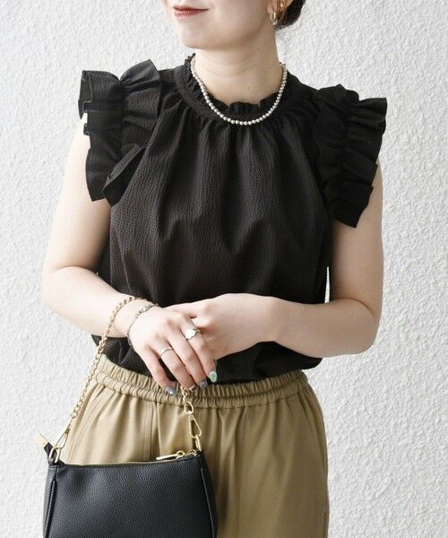 SHIPS / シップス シャツ・ブラウス | SHIPS any:〈洗濯機可能〉ミニサッカー フリル スタンドカラー シャツ ブラウス | 詳細24