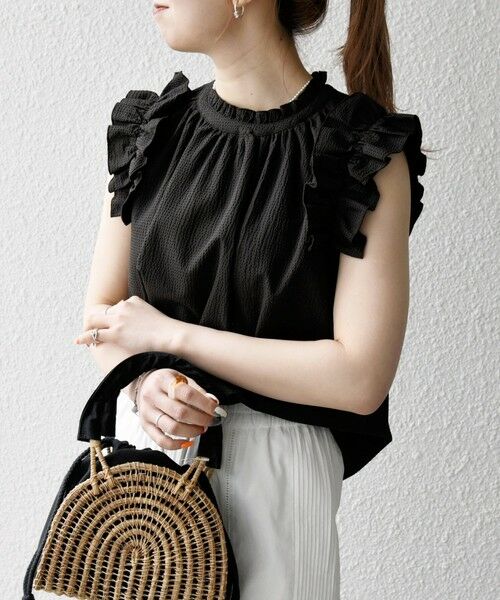 SHIPS / シップス シャツ・ブラウス | SHIPS any:〈洗濯機可能〉ミニサッカー フリル スタンドカラー シャツ ブラウス | 詳細26