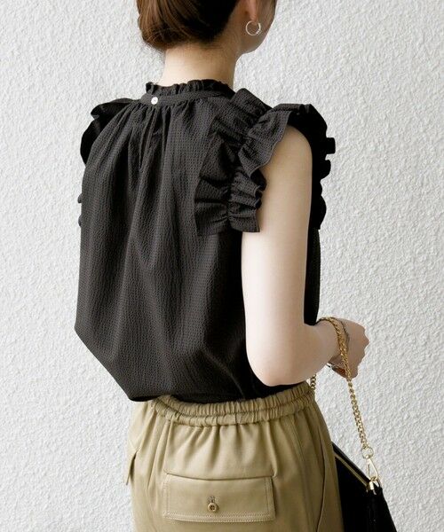 SHIPS / シップス シャツ・ブラウス | SHIPS any:〈洗濯機可能〉ミニサッカー フリル スタンドカラー シャツ ブラウス | 詳細27