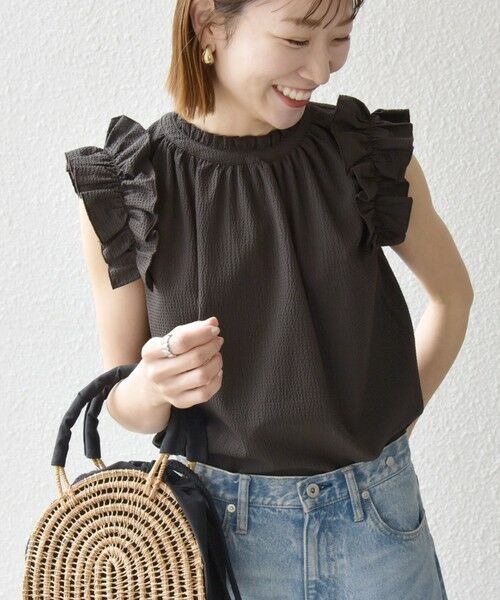 SHIPS / シップス シャツ・ブラウス | SHIPS any:〈洗濯機可能〉ミニサッカー フリル スタンドカラー シャツ ブラウス | 詳細29