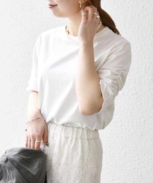 SHIPS / シップス Tシャツ | SHIPS any:〈UVカット/接触冷感/吸水速乾/洗濯機可能〉USAコットン ギャザー TEE | 詳細4