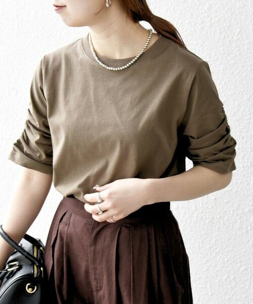 SHIPS / シップス Tシャツ | SHIPS any:〈UVカット/接触冷感/吸水速乾/洗濯機可能〉USAコットン ギャザー TEE | 詳細14