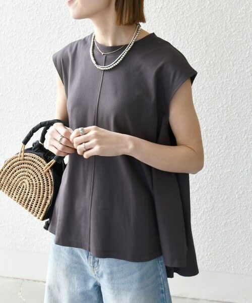 SHIPS / シップス カットソー | SHIPS any:〈接触冷感/汗染み防止加工/洗濯機可能〉Aライン フレンチスリーブ TEE | 詳細30