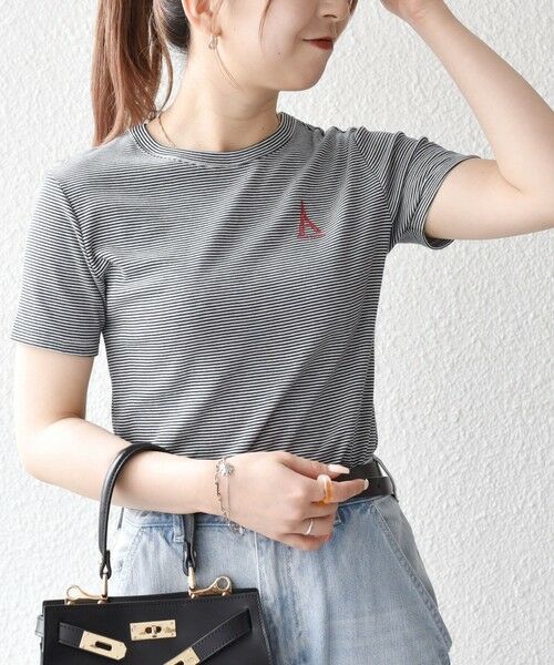 SHIPS / シップス Tシャツ | 【SHIPS any別注】PETIT BATEAU: ロゴ プリント コンパクト ボーダー TEE 25SS | 詳細3
