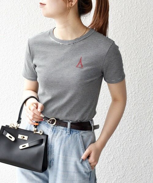 SHIPS / シップス Tシャツ | 【SHIPS any別注】PETIT BATEAU: ロゴ プリント コンパクト ボーダー TEE 25SS | 詳細4