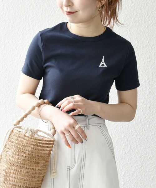 SHIPS for women/シップスウィメン 【SHIPS any別注】PETIT BATEAU: ロゴ プリント コンパクト TEE 25SS ネイビー ONE SIZE SHIPS for women/シップスウィメン 【SHIPS any別注】PETIT BATEAU: ロゴ プリント コンパクト TEE 25SS ネイビー ONE SIZE