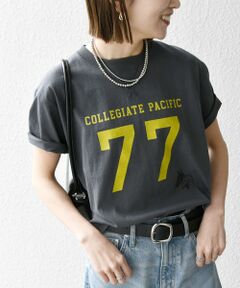 SHIPS / シップス Tシャツ | 【SHIPS any別注】Collegiate Pacific:〈洗濯機可能〉V ガゼット プリント & 刺繍 Tシャツ 25SS