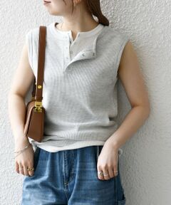 SHIPS / シップス タンクトップ | SHIPS any:〈洗濯機可能〉ワッフル ヘンリーネック 2WAY ノースリーブ TEE