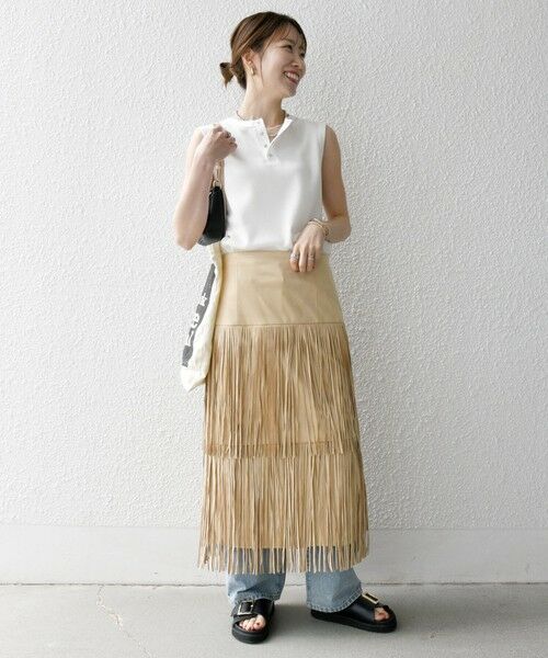 SHIPS / シップス タンクトップ | SHIPS any:〈洗濯機可能〉ワッフル ヘンリーネック 2WAY ノースリーブ TEE | 詳細1