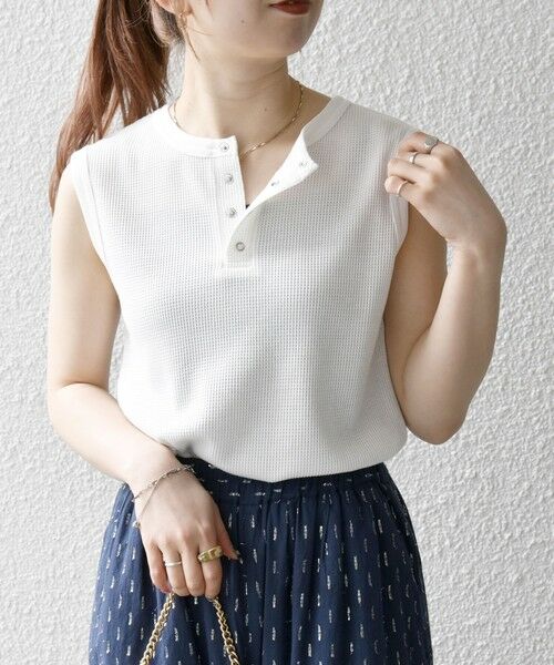 SHIPS / シップス タンクトップ | SHIPS any:〈洗濯機可能〉ワッフル ヘンリーネック 2WAY ノースリーブ TEE | 詳細9