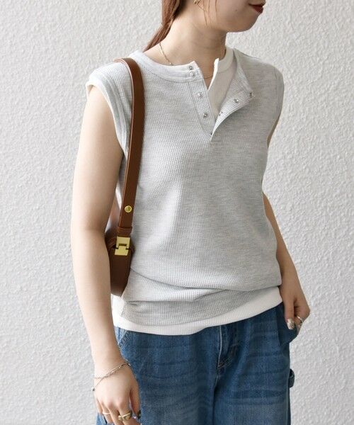 SHIPS / シップス タンクトップ | SHIPS any:〈洗濯機可能〉ワッフル ヘンリーネック 2WAY ノースリーブ TEE | 詳細14