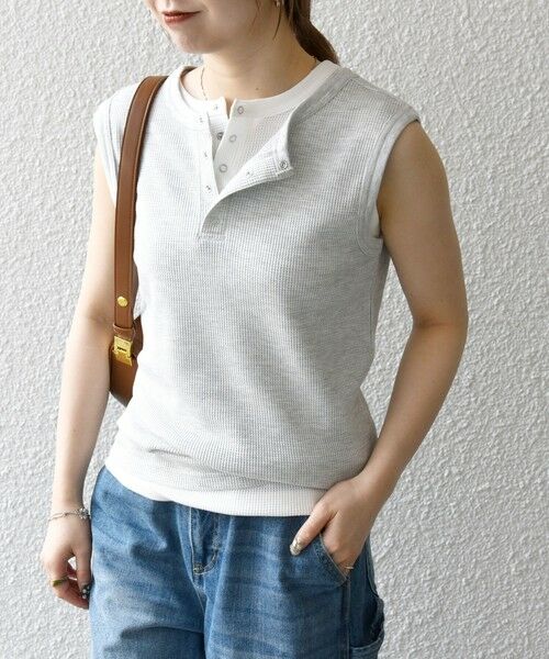 SHIPS / シップス タンクトップ | SHIPS any:〈洗濯機可能〉ワッフル ヘンリーネック 2WAY ノースリーブ TEE | 詳細18