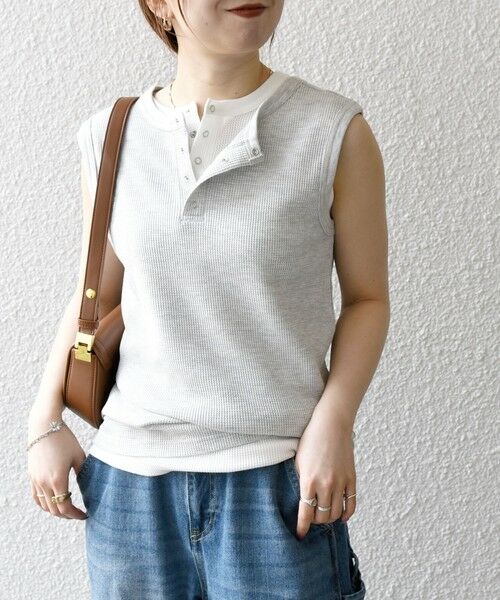 SHIPS / シップス タンクトップ | SHIPS any:〈洗濯機可能〉ワッフル ヘンリーネック 2WAY ノースリーブ TEE | 詳細19