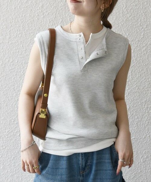 SHIPS / シップス タンクトップ | SHIPS any:〈洗濯機可能〉ワッフル ヘンリーネック 2WAY ノースリーブ TEE | 詳細20