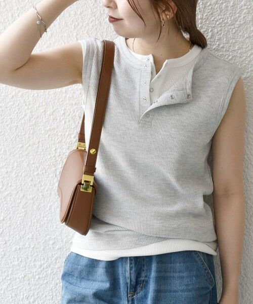 SHIPS / シップス タンクトップ | SHIPS any:〈洗濯機可能〉ワッフル ヘンリーネック 2WAY ノースリーブ TEE | 詳細21