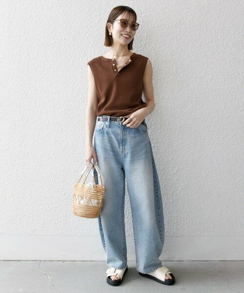 SHIPS / シップス タンクトップ | SHIPS any:〈洗濯機可能〉ワッフル ヘンリーネック 2WAY ノースリーブ TEE | 詳細28