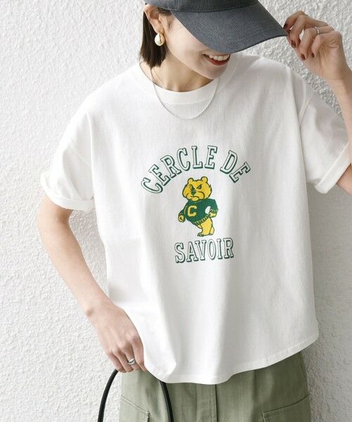 SHIPS for women/シップスウィメン 【SHIPS any別注】KNiTS:〈洗濯機可能〉ラウンドヘム プリント ショート TEE ホワイト ONE SIZE SHIPS for women/シップスウィメン 【SHIPS any別注】KNiTS:〈洗濯機可能〉ラウンドヘム プリント ショート TEE ホワイト ONE SIZE