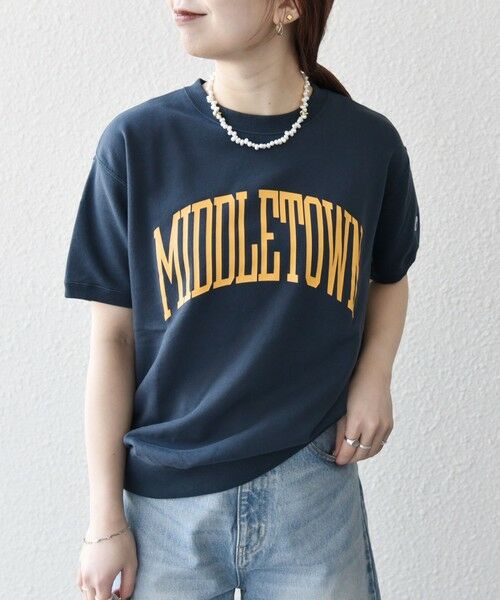 SHIPS for women/シップスウィメン Champion:〈洗濯機可能〉ロゴ プリント スウェット TEE 25SS ネイビー ONE SIZE SHIPS for women/シップスウィメン Champion:〈洗濯機可能〉ロゴ プリント スウェット TEE 25SS ネイビー ONE SIZE
