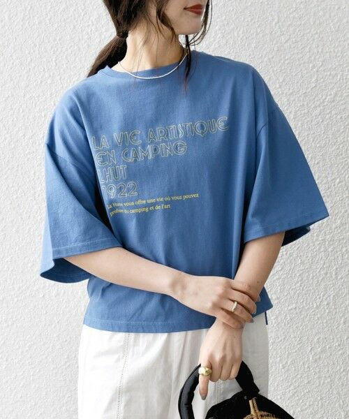 SHIPS for women/シップスウィメン 《予約》【SHIPS any別注】La Hutte:〈洗濯機可能〉ロゴ プリント ルーズ TEE ブルー ONE SIZE SHIPS for women/シップスウィメン 《予約》【SHIPS any別注】La Hutte:〈洗濯機可能〉ロゴ プリント ルーズ TEE ブルー ONE SIZE