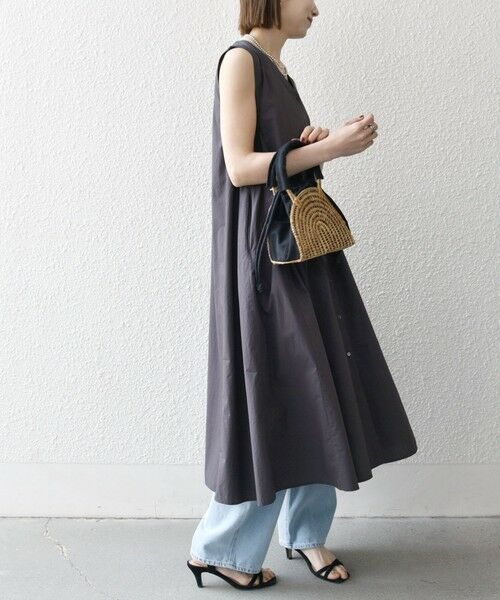 SHIPS / シップス ロング・マキシ丈ワンピース | SHIPS any:〈洗濯機可能〉ポプリン Vネック Aライン ノースリーブ ワンピース | 詳細6