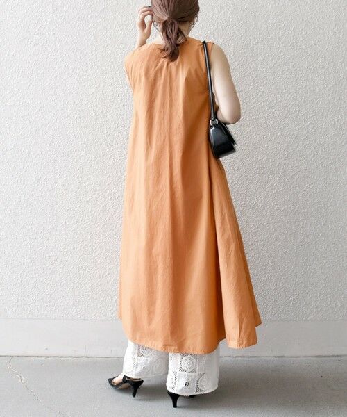 SHIPS / シップス ロング・マキシ丈ワンピース | SHIPS any:〈洗濯機可能〉ポプリン Vネック Aライン ノースリーブ ワンピース | 詳細18