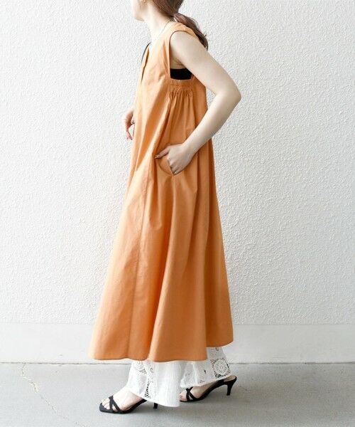 SHIPS / シップス ロング・マキシ丈ワンピース | SHIPS any:〈洗濯機可能〉ポプリン Vネック Aライン ノースリーブ ワンピース | 詳細20